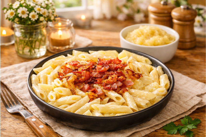 Cremige Pasta mit Apfelmus